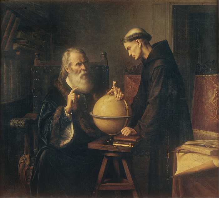 Galileo demostrando nuevas teorías astronómicas en la universidad de Padua