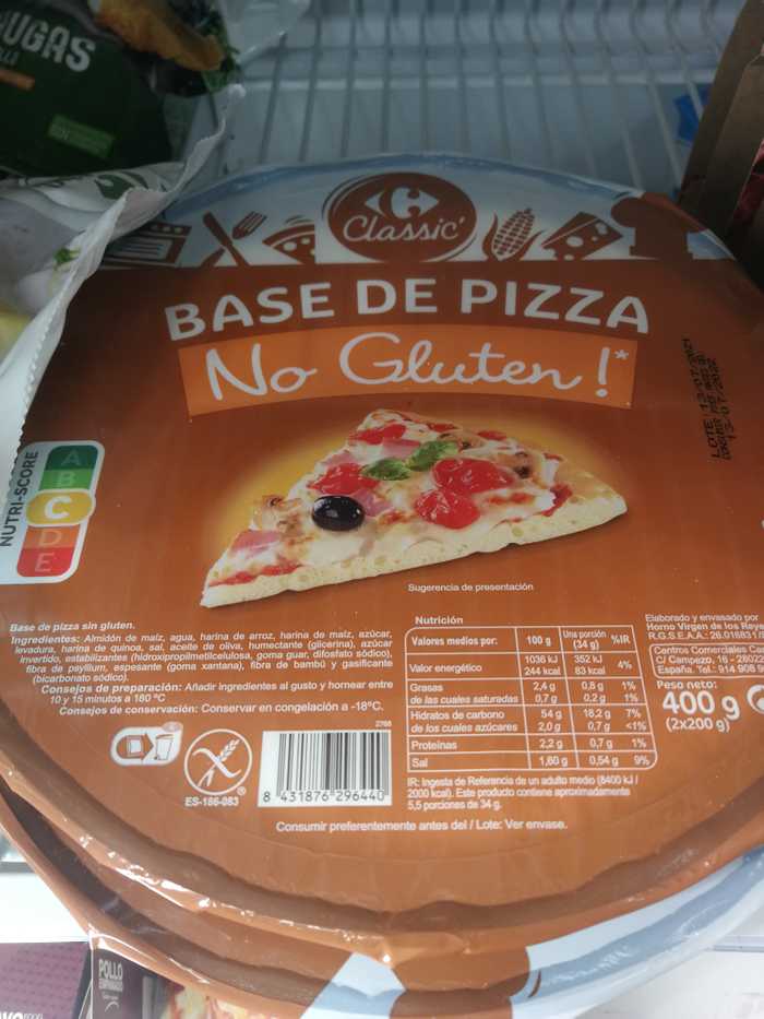 Base de pizza sin gluten
